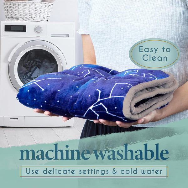 Florensi 5 lbs Weighted Blanket with Removable Bamboo Duvet Cover & 3 lbs Weighted Lap Pad Bundle- Sensory Blanket and Lap Pad Blue Constellations for Kid Baby Toddler Teenager, Washable Cover - Florensi