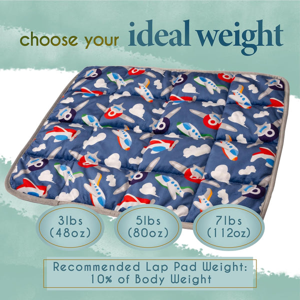 Florensi 5 lbs Weighted Blanket with Removable Bamboo Duvet Cover & 3 lbs Weighted Lap Pad Bundle- Sensory Blanket and Lap Pad Blue Constellations for Kid Baby Toddler Teenager, Washable Cover - Florensi