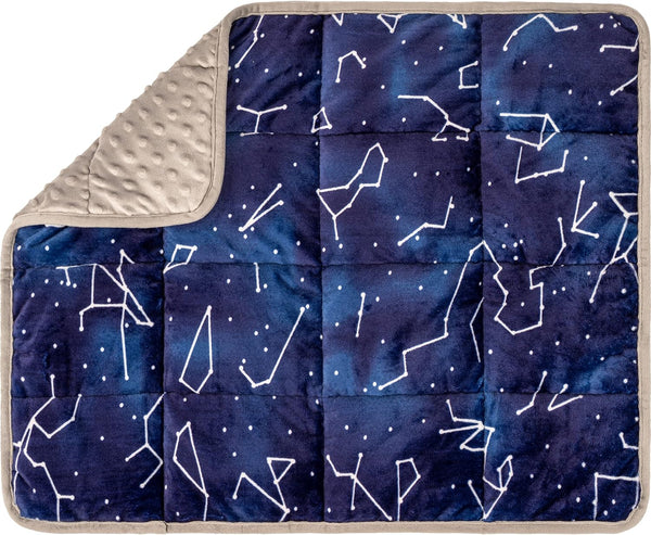 Florensi 5 lbs Weighted Blanket with Removable Bamboo Duvet Cover & 3 lbs Weighted Lap Pad Bundle- Sensory Blanket and Lap Pad Blue Constellations for Kid Baby Toddler Teenager, Washable Cover - Florensi