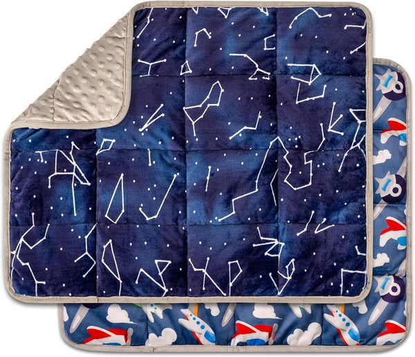 Florensi weighted lap pads in constellation and airplane prints